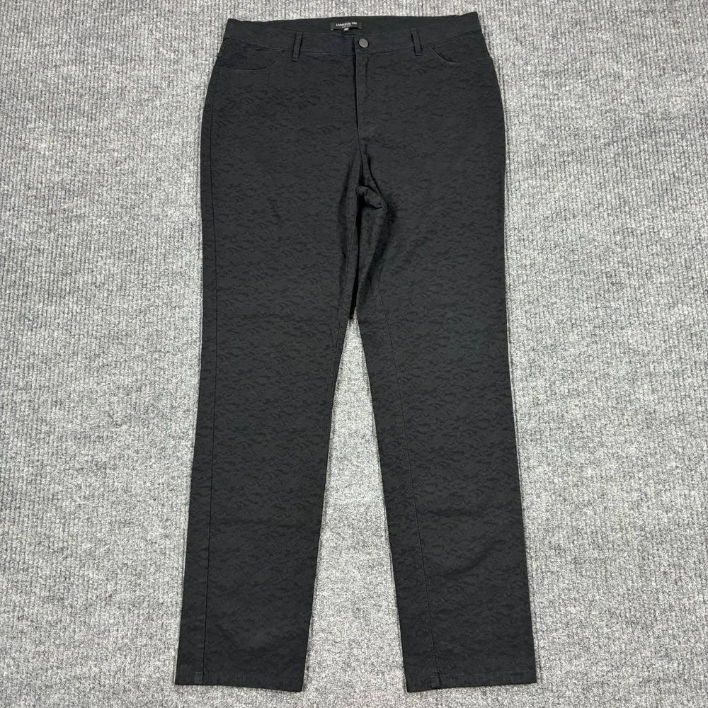 Lafayette 148 New York Womens Pants Size 12 Black Jacquard Textured Straight Leg